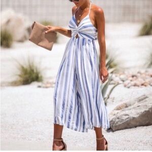 Skylar + Madison Blue and White Striped Jumpsuit